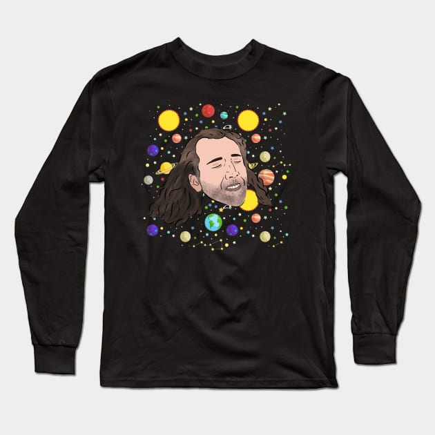 Nick Cage in Space Long Sleeve T-Shirt by Barnyardy